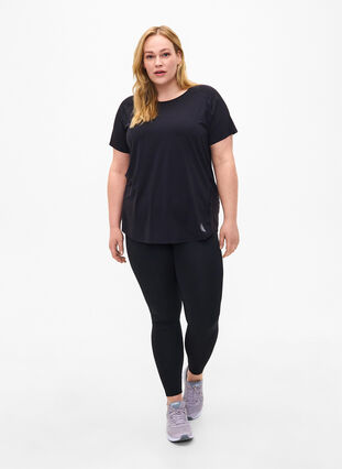 Tränings-t-shirt med mesh och reflekterande detaljer, Black, Model image number 2