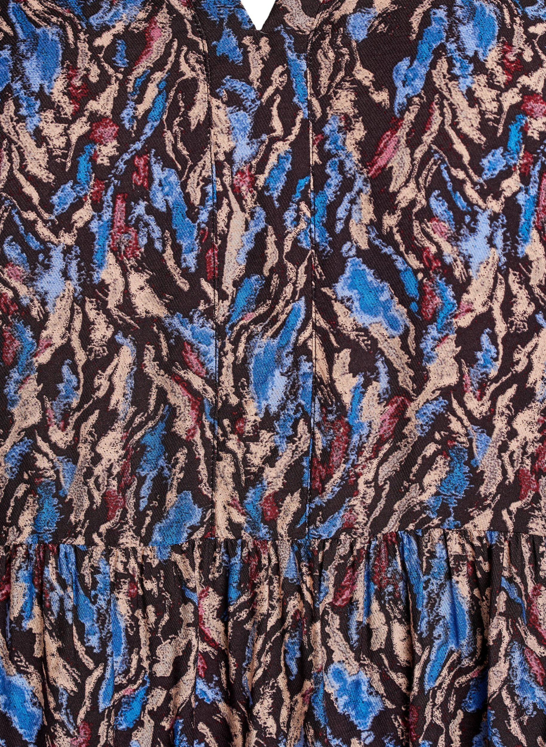 Zizzi A-linjeformad kl&auml;nning med volangkrage, Bl&aring;, Packshot image number 2