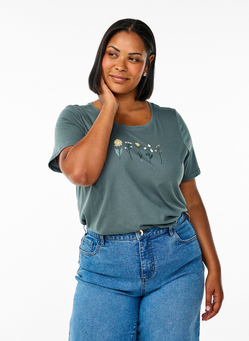 FLASH - T-shirt med tryck, Grön, Model image number 0