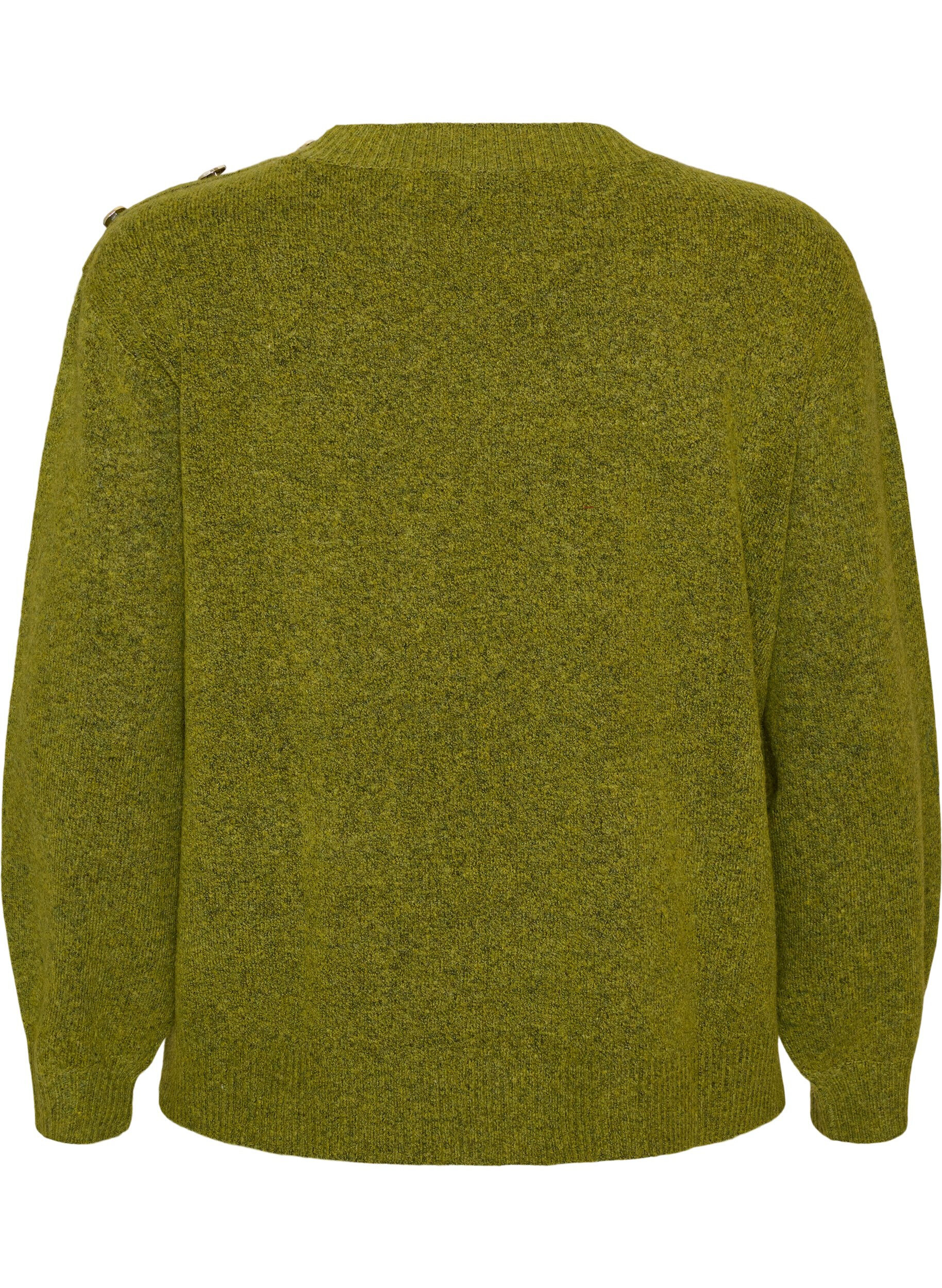 ZizziStickad blus med knappdetalj, Gr&ouml;n, Packshot image number 1