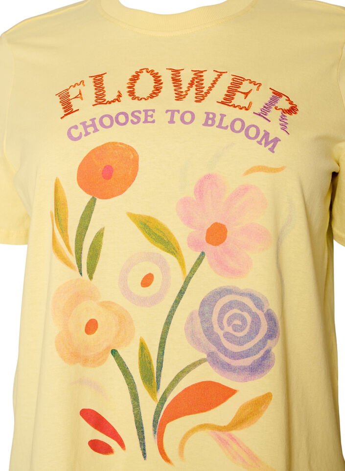 T-shirt i bomull med tryck, Gul, Packshot image number 2