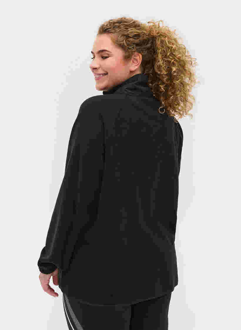 Fleecejacka med hög krage och fickor, Black, Model image number 1