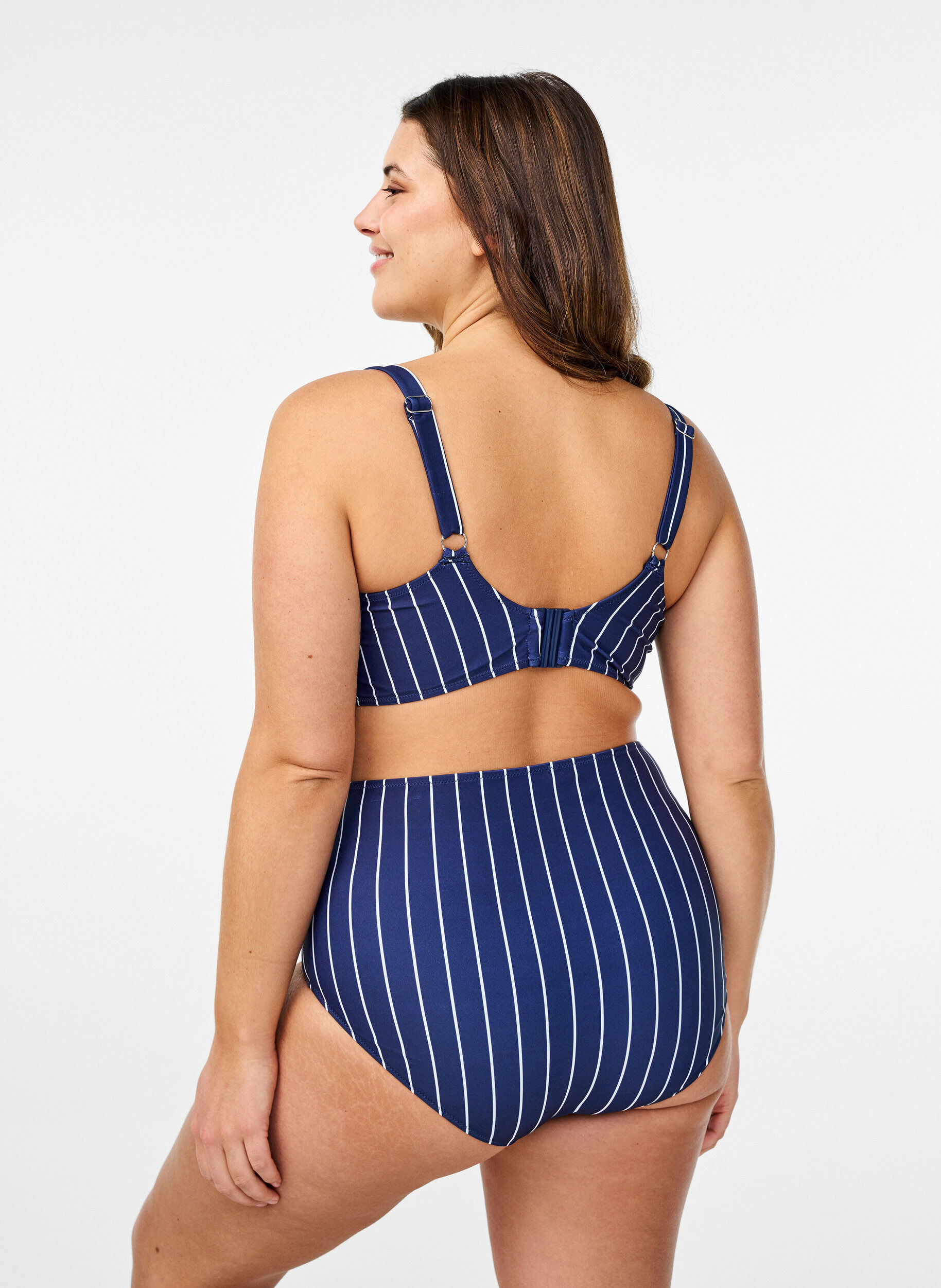 Zizzi Vadderad bikinitopp med tryck, Bl&aring;, Model image number 2