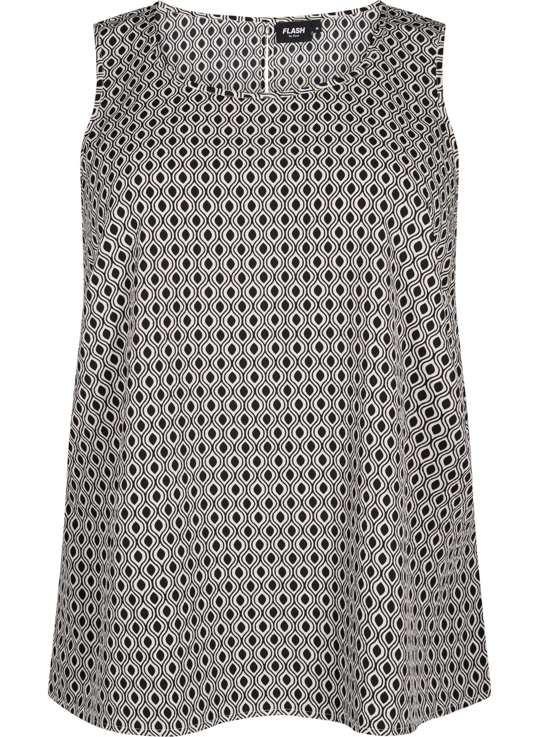 Zizzi FLASH - &Auml;rml&ouml;s topp med tryck, Svart, Packshot image number 0