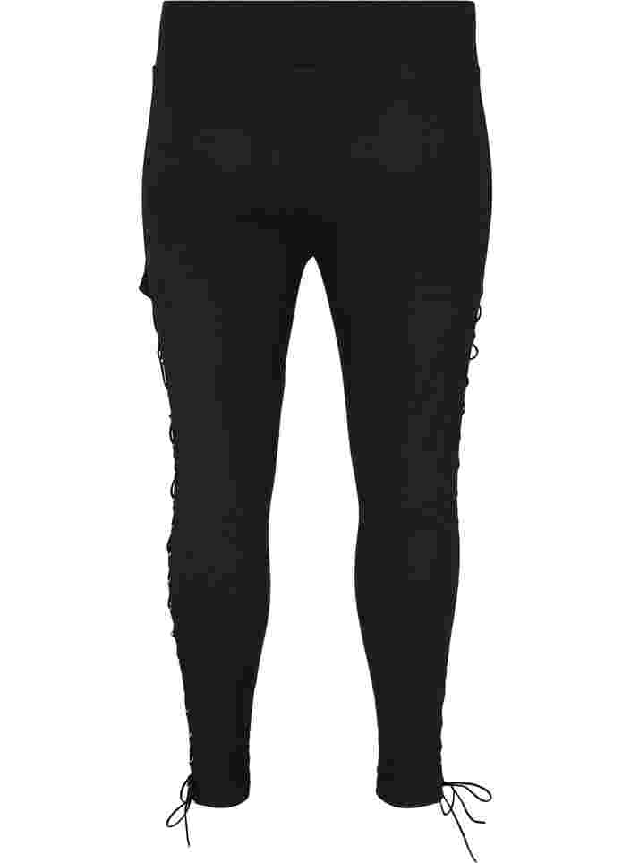 Leggings med snörning, Black, Packshot image number 1