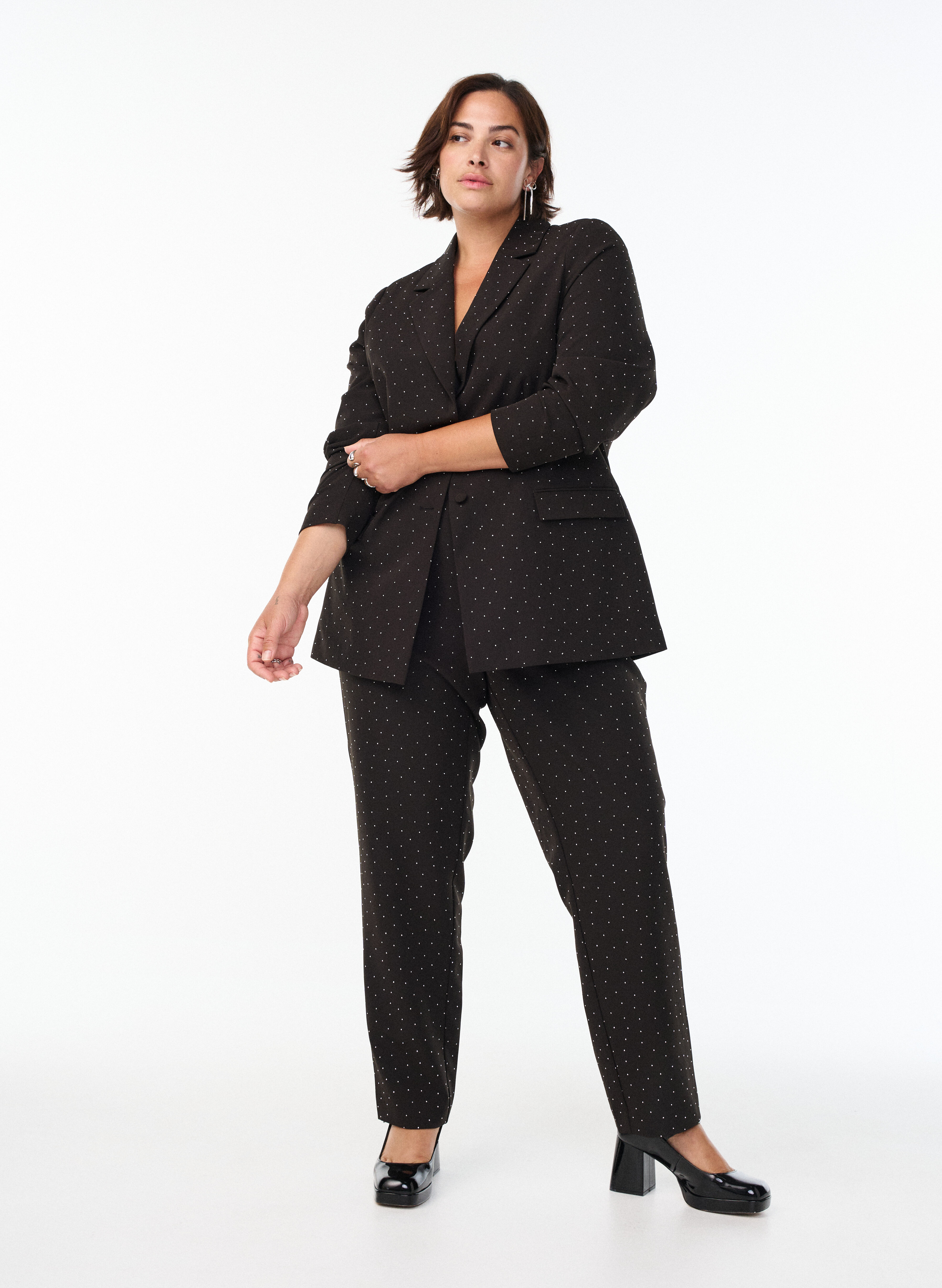 Zizzi Blazerset med strass, , Model