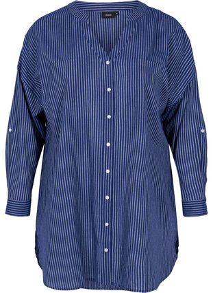 Randig skjorta i 100% bomull, Ocean Cavern Stripe, Packshot image number 0
