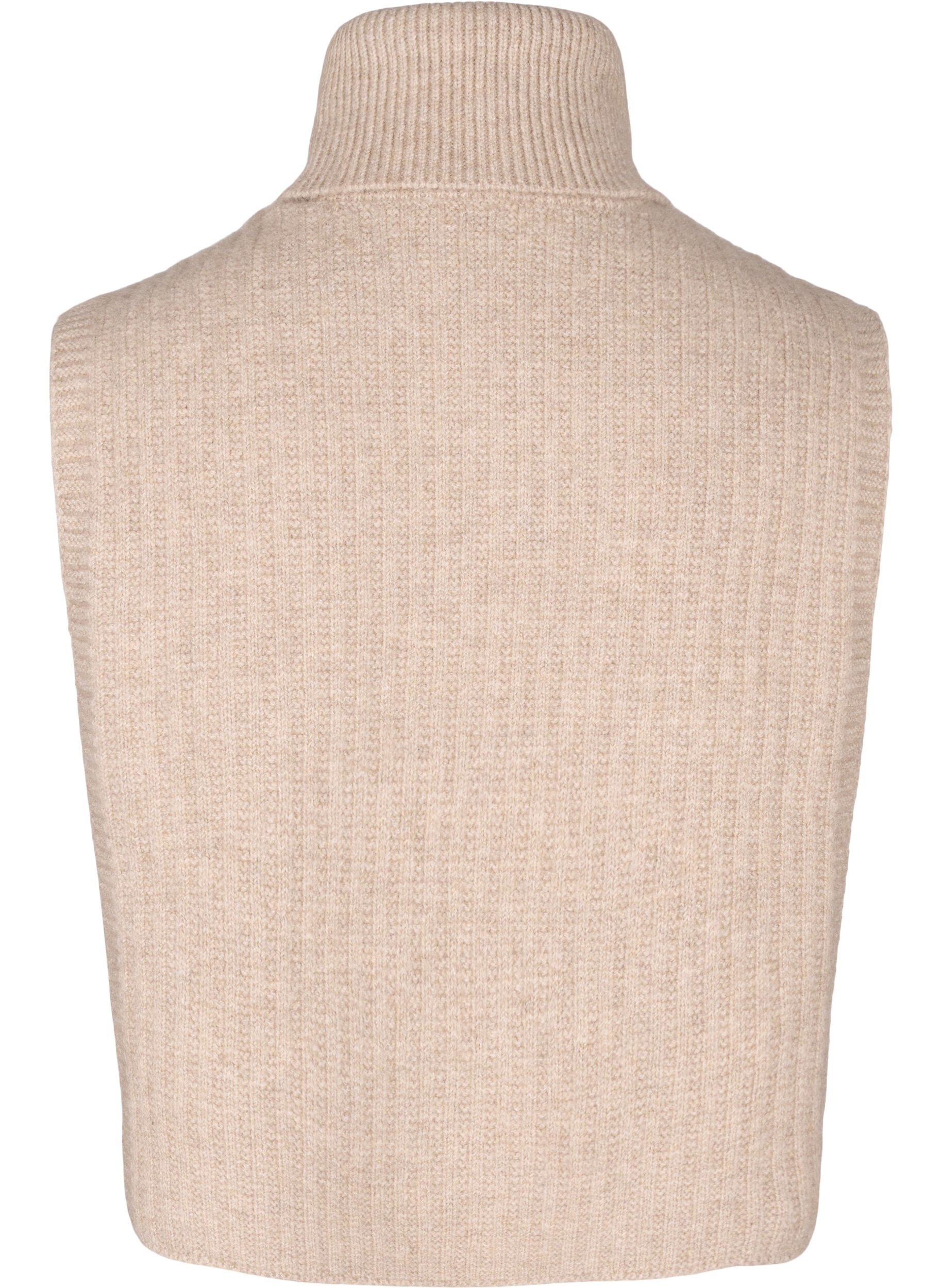 Zizzi Ribbstickad halsv&auml;rmare, Silver Mink, Packshot image number 1