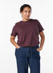 Enkel t-shirt i bomull med rund halsringning, M&ouml;rk Bordeaux, Model image number 0