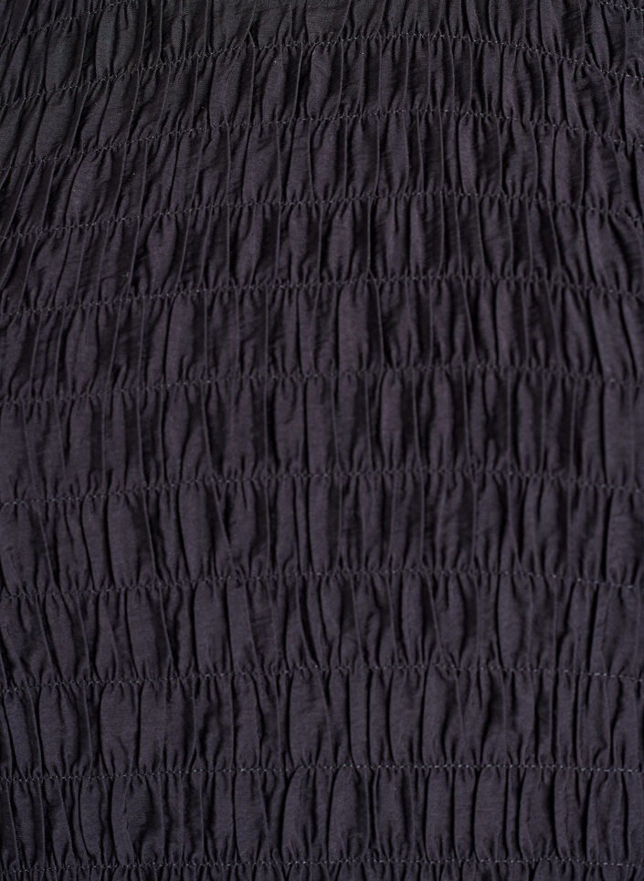 Blus med smock och l&aring;nga &auml;rmar, Svart, Packshot image number 2