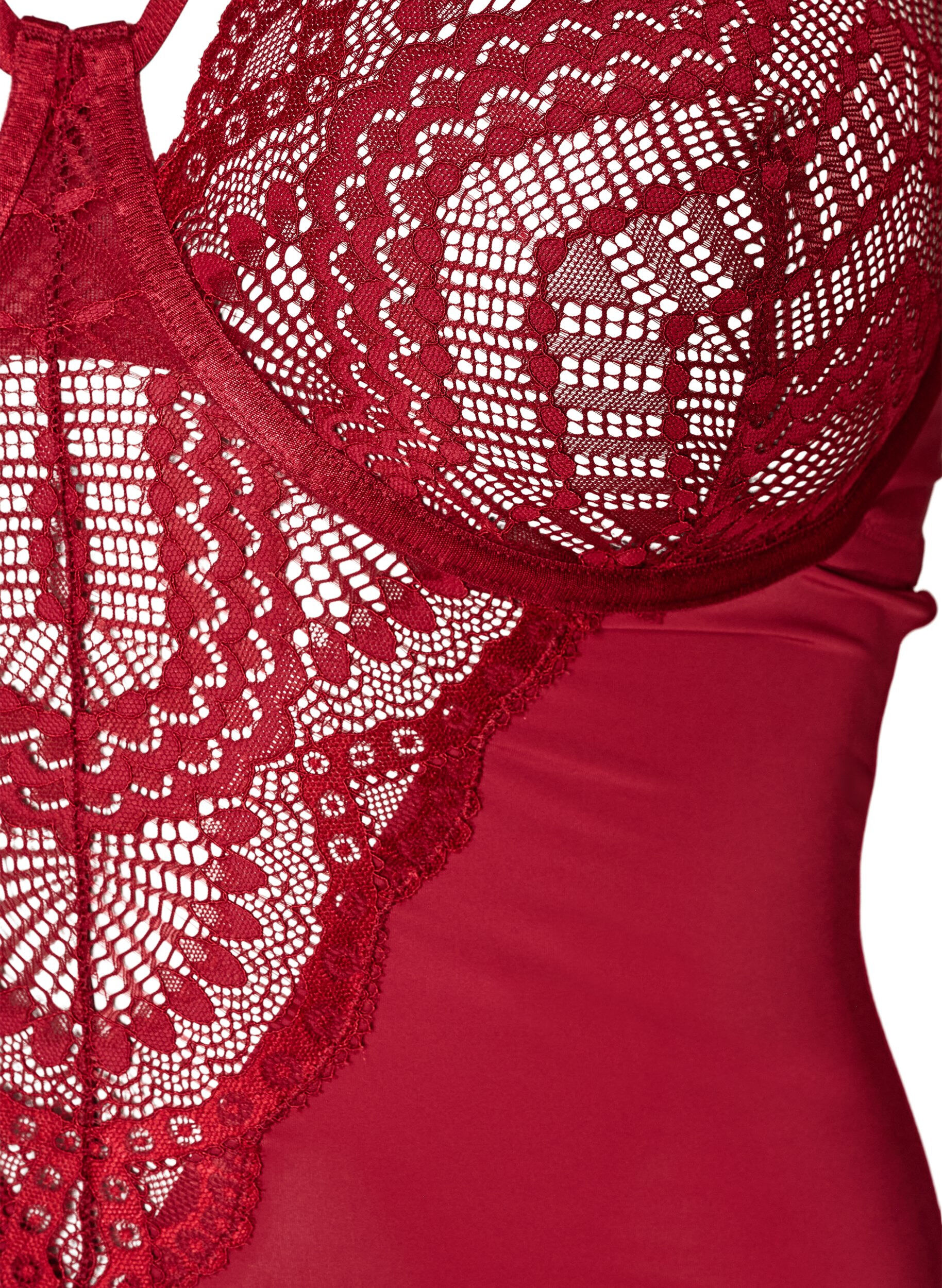 ZizziBody i spets med bygel och banddetaljer, R&ouml;d, Packshot image number 2