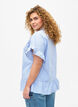 Randig blus med peplum och volangdetaljer, Blue Stripe, Model image number 1