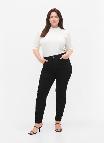 Amy jeans med hög midja och super slim fit, Black, Model image number 0