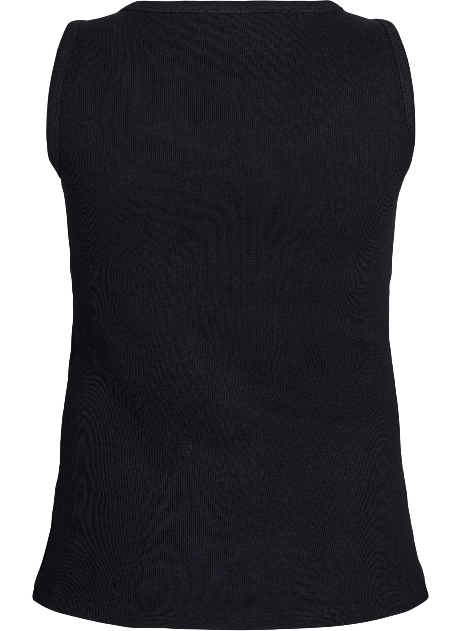 ZizziT&aring;tsittande topp med motiv, Svart, Packshot image number 1