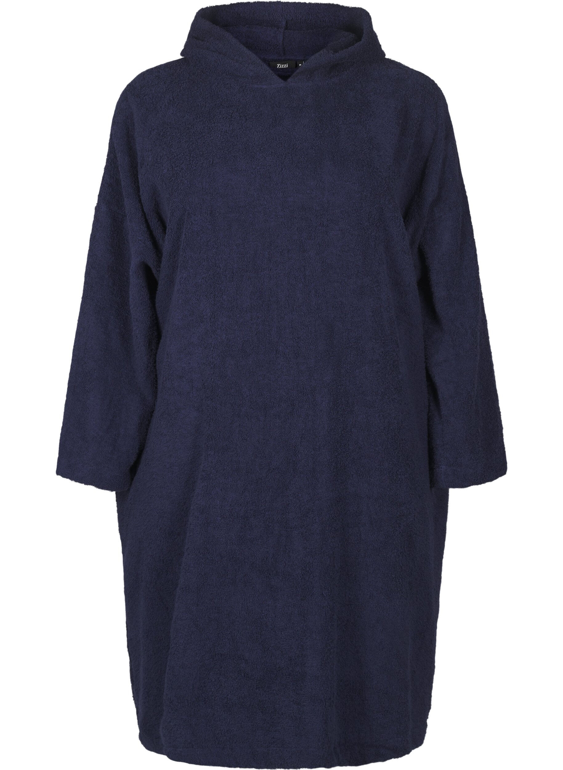 Zizzi Frott&eacute;poncho med huva, Navy Blazer, Packshot image number 0