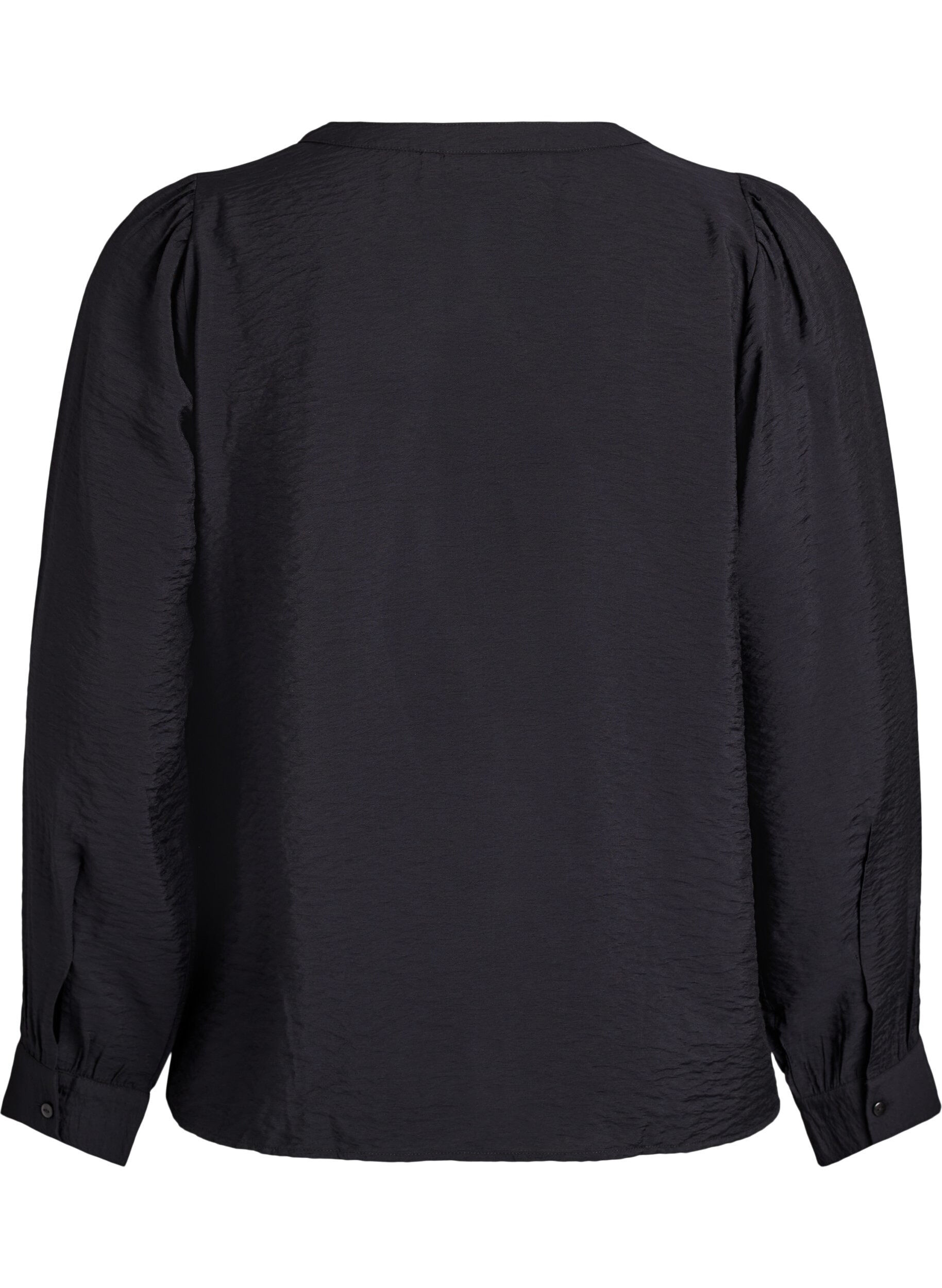 Zizzi Blus med v-ringning och broderade band, Svart, Packshot image number 1