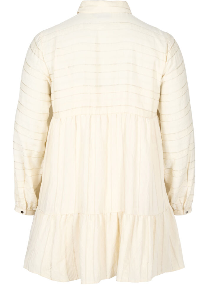 Mönstrad tunika med knappar och långa ärmar, Fog, Packshot image number 1