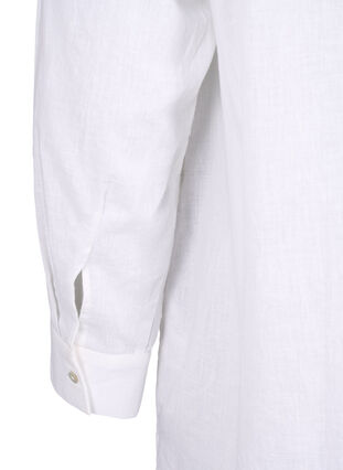 Långskjorta i linne och bomull, Bright White, Packshot image number 4