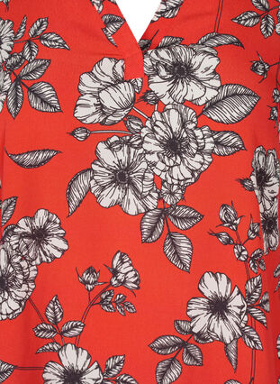 Långärmad viskosblus med blommigt mönster, Fiery Red Flower AOP, Packshot image number 2