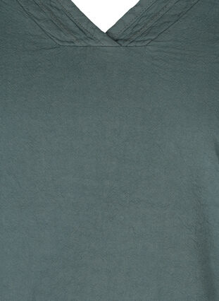 Kortärmad bomullstopp med v-ringning, Balsam Green, Packshot image number 2