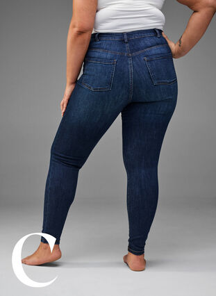 Mycket åtsittande jeans med hög midja, Dark Blue, Model image number 7