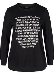 Sweatshirt med texttryck, Black w. White AOP