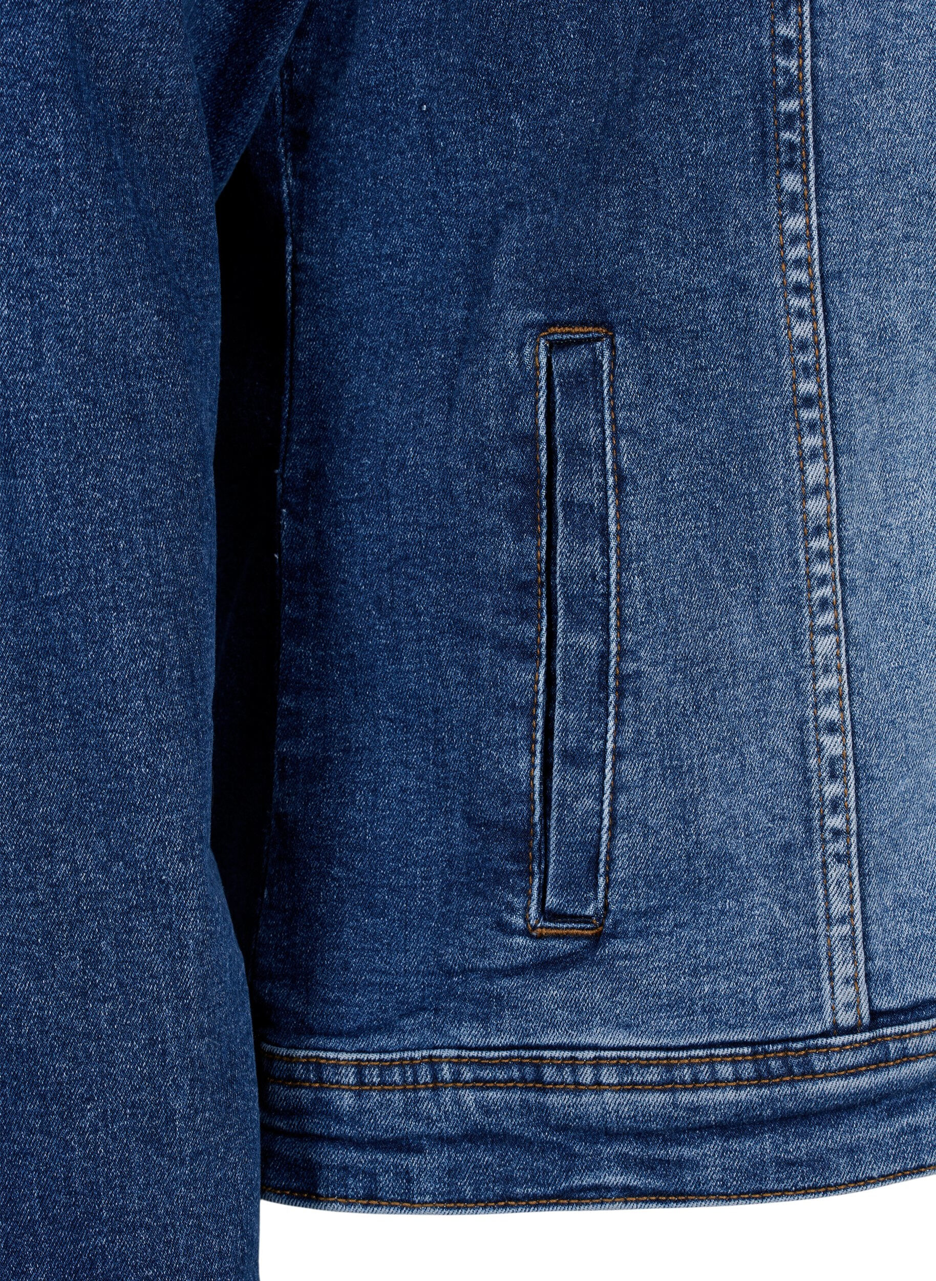 Zizzi Kort denimjacka i bomull, Blue denim, Packshot image number 3