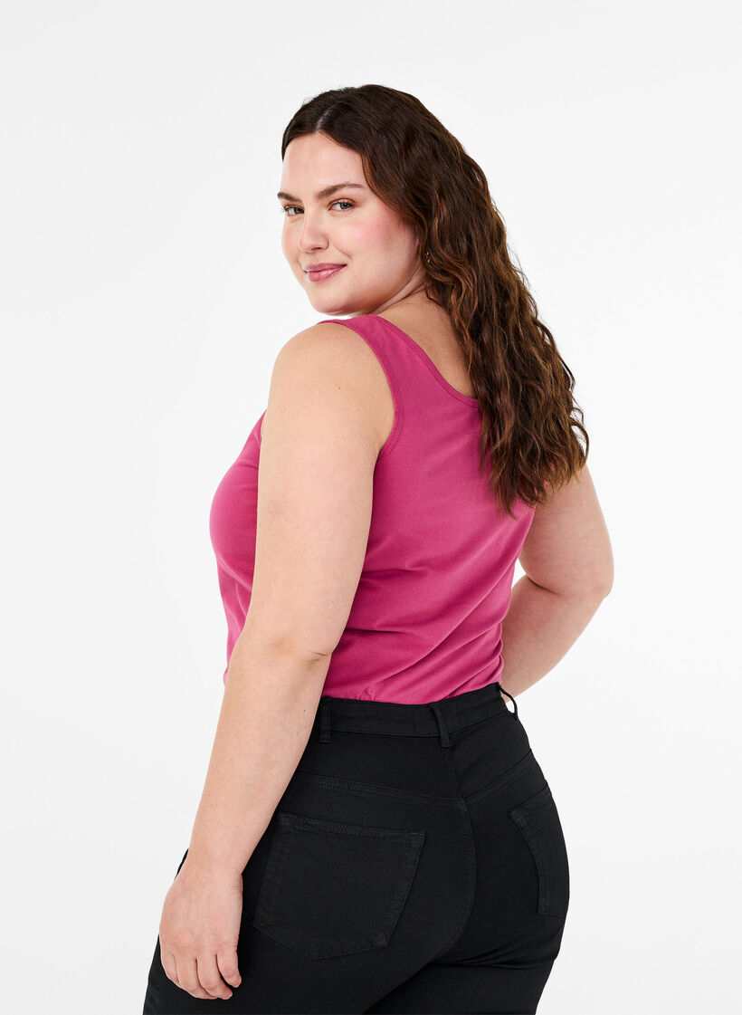 Solid f&auml;rg bas topp i bomull, R&ouml;d, Model image number 2