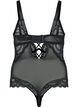 Bodystocking i spets med snoddar, Svart, Packshot image number 1