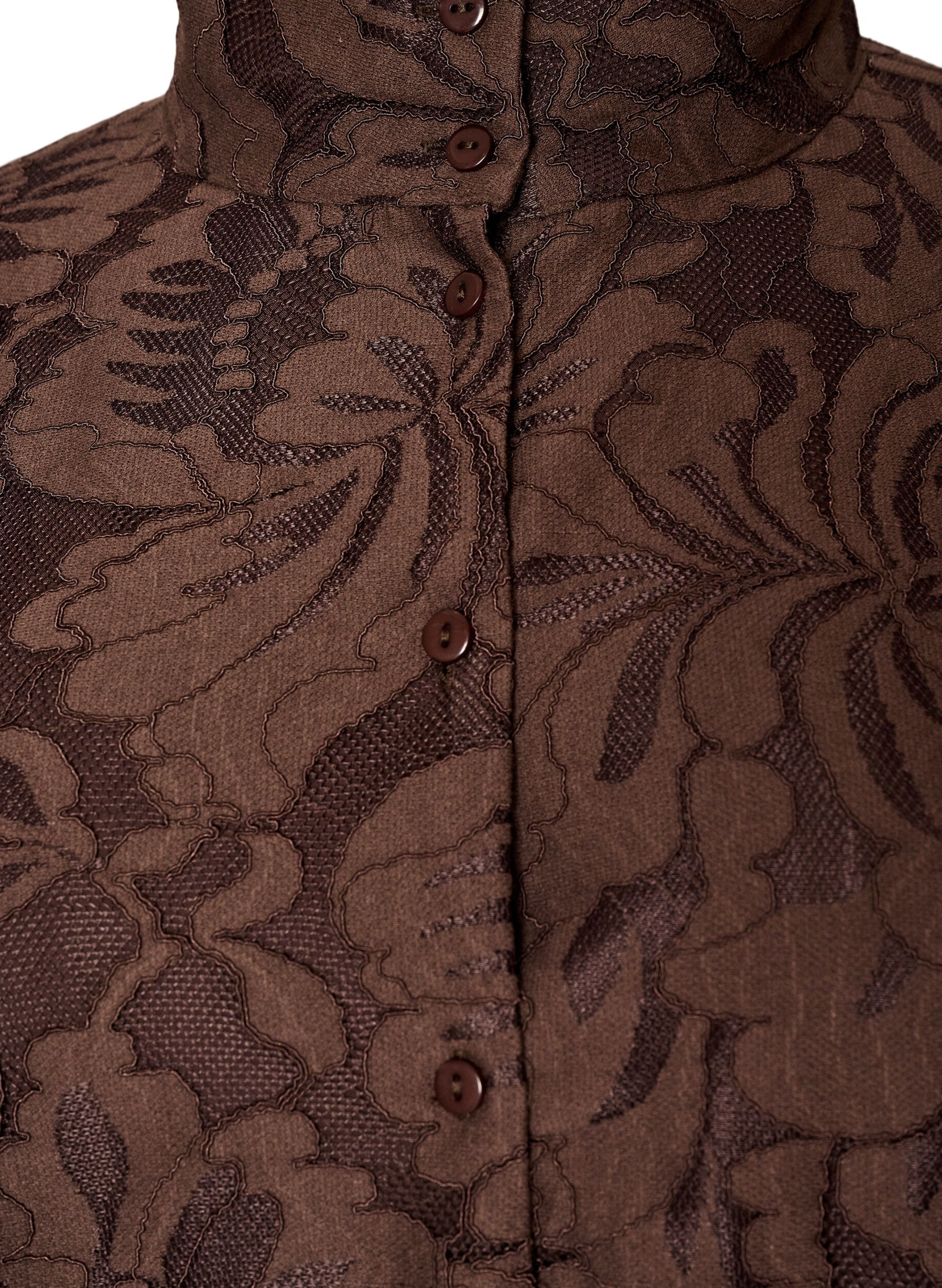 ZizziBomberjacka i blommig jacquard, Brun, Packshot image number 2