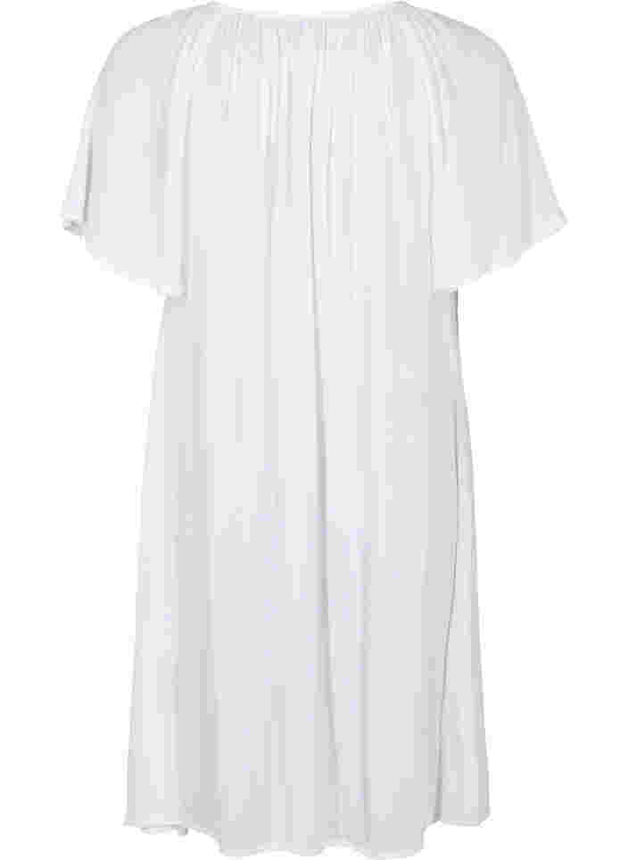 Kortärmad klänning i viskos, Bright White, Packshot image number 1