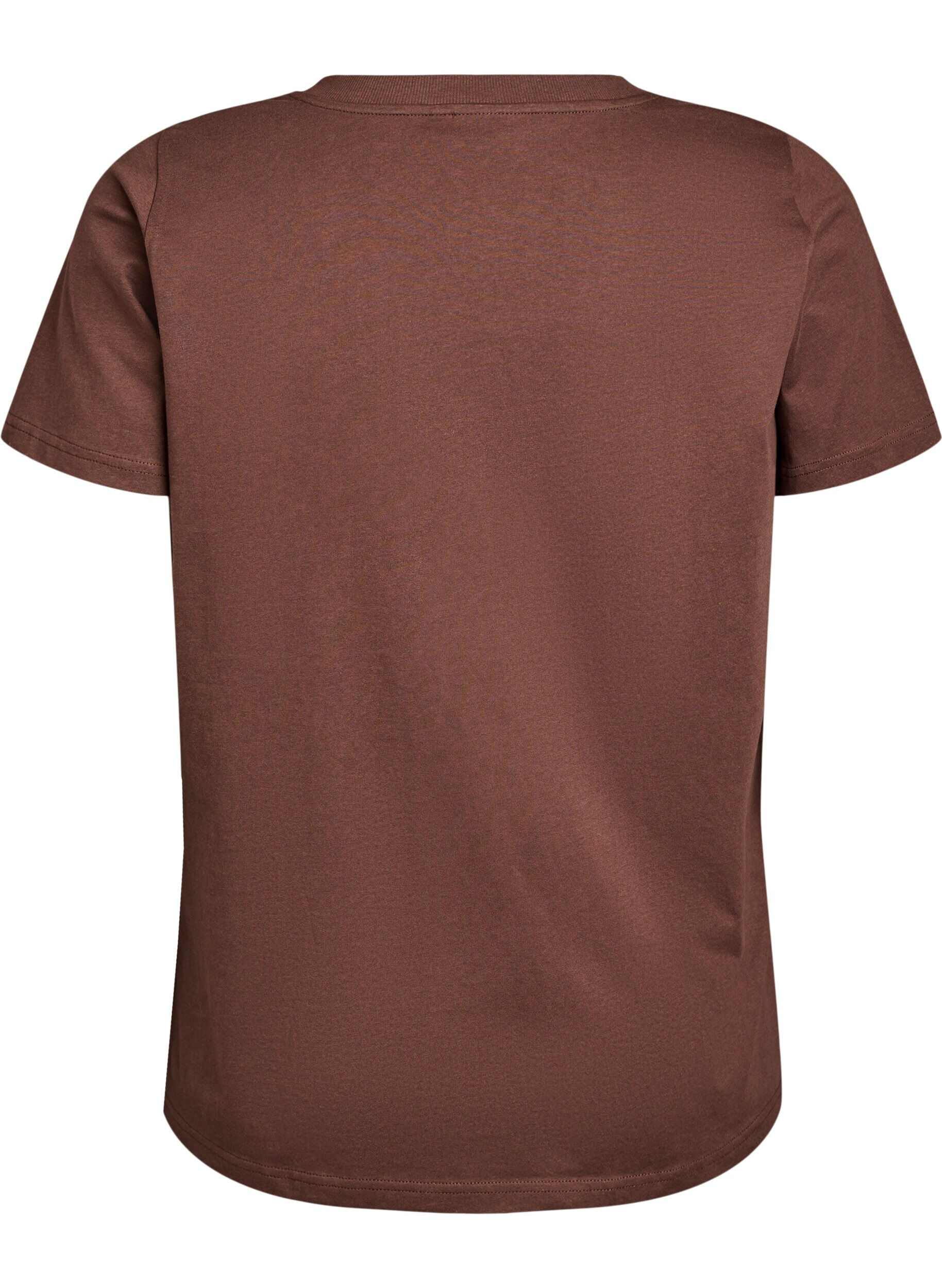 Zizzi Enkel T-shirt i bomull med v-ringning, Brun, Packshot image number 1