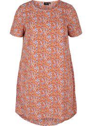 Mönstrad klänning med korta ärmar, Orange Flower AOP