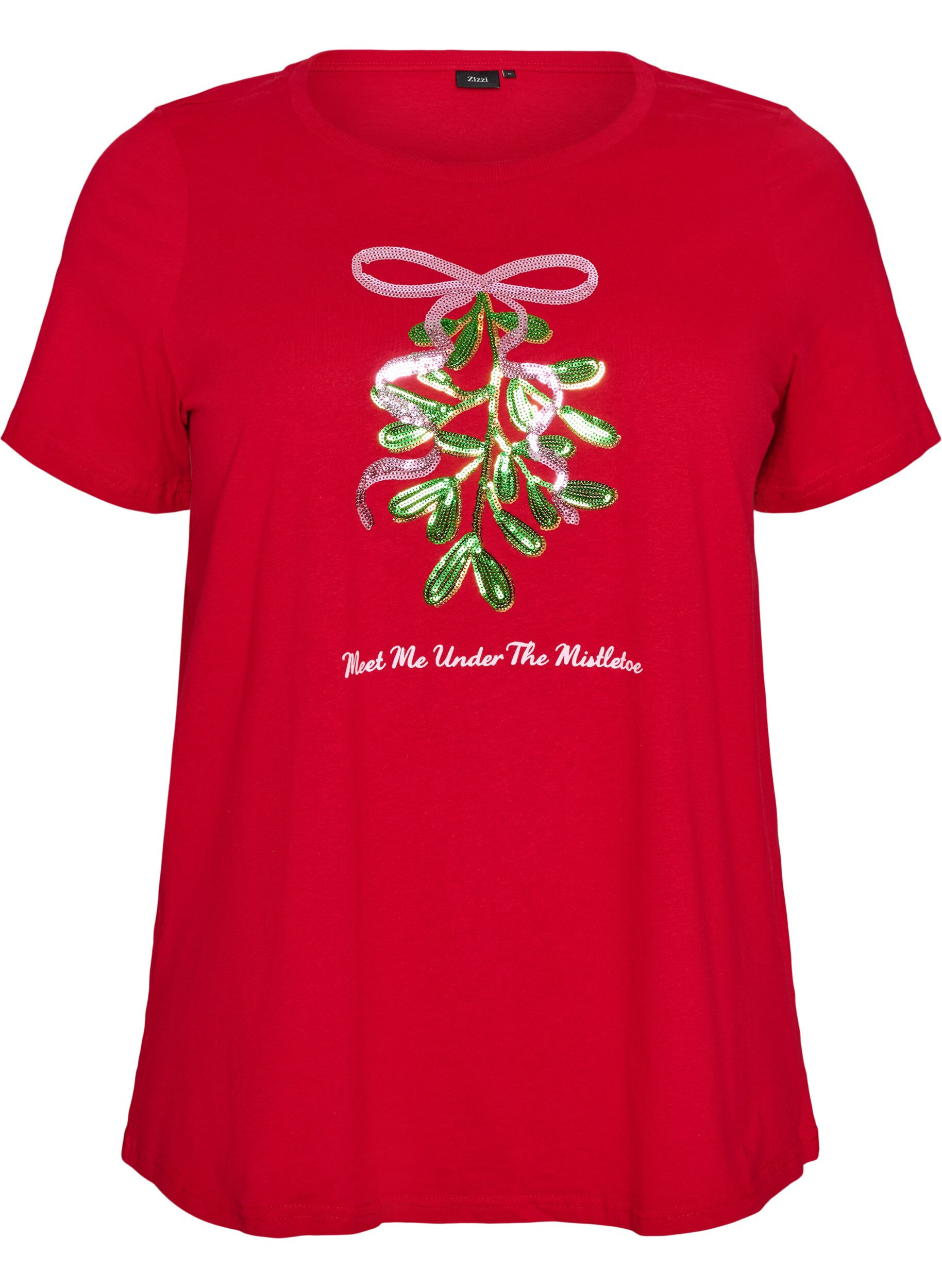 ZizziJul-t-shirt i ekologisk bomull, R&ouml;d, Packshot image number 0