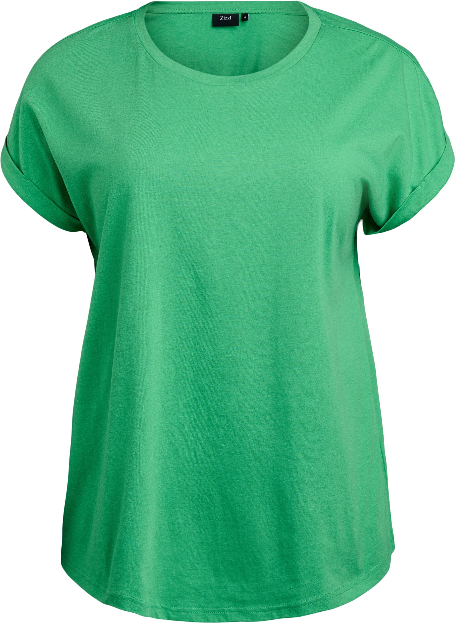 ZizziKort&auml;rmad t-shirt i bomullsblandning, Gr&ouml;n, Packshot image number 0