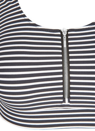 Randig bikinitopp med liten dragkedja upptill, Navy Striped, Packshot image number 2