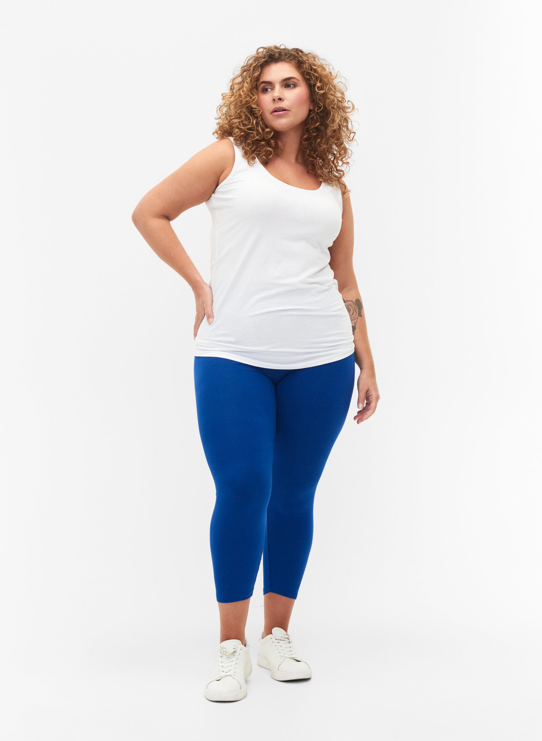 Zizzi3/4 bas-leggings, Bl&aring;, Model image number 1