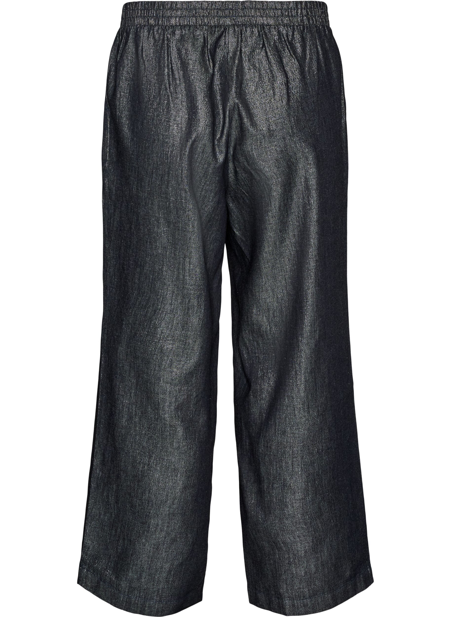 ZizziJeans med raka ben med glittertr&aring;d, Gr&aring;, Packshot image number 1