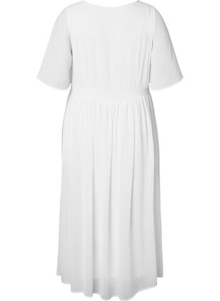 Maxiklänning med draperingar och korta ärmar, Bright White, Packshot image number 1