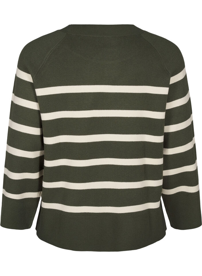 Randig stickad blus med rund hals, D. Bag Birch Stripe, Packshot image number 1