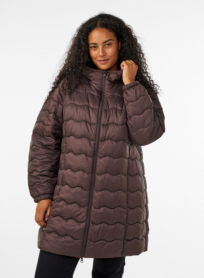 Quiltad jacka, Brun, Model image number 0