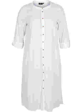 Skjortklänning i bomull med 3/4-ärmar
