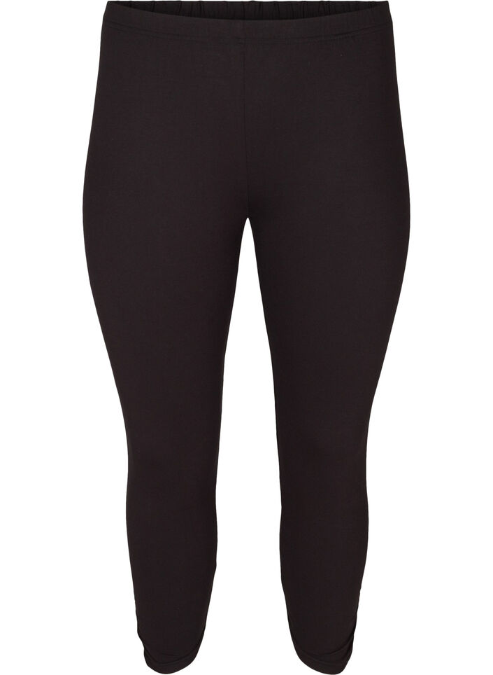 Basleggings med 3/4 längd och rynkdetaljer, Black, Packshot image number 0
