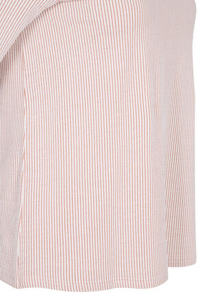 Randig blus med 3/4-ärmar, Pecan Brown Stripe, Packshot image number 3