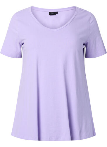Enfärgad t-shirt i bomull, Lavender, Packshot image number 0