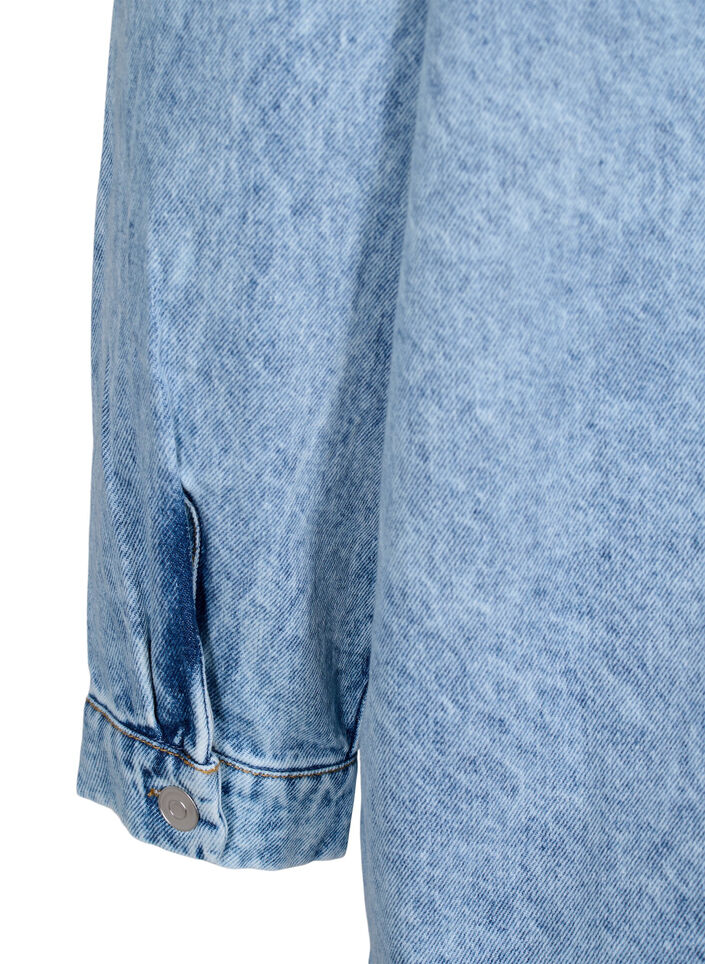 Löst sittande denimjacka med knappar, Light blue denim, Packshot image number 4