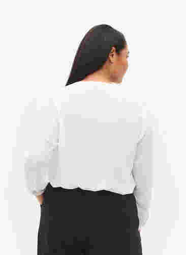 V-ringad skjorta med långa ärmar, Bright White, Model image number 1