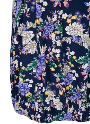 Kortärmad viskosklänning med mönster, Blue Flower AOP, Packshot image number 3
