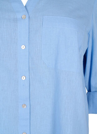 Skjortblus med knappstängning i bomulls- och linneblandning, Serenity, Packshot image number 2
