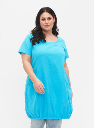 Kortärmad klänning i bomull, Blue Atoll, Model image number 0